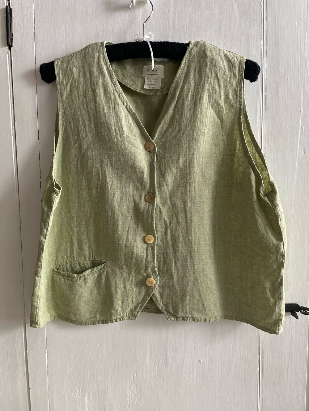 Vintage FLAX by Angelheart 100% Linen Vest w/ Pocket Relaxed Fit Women's Size M